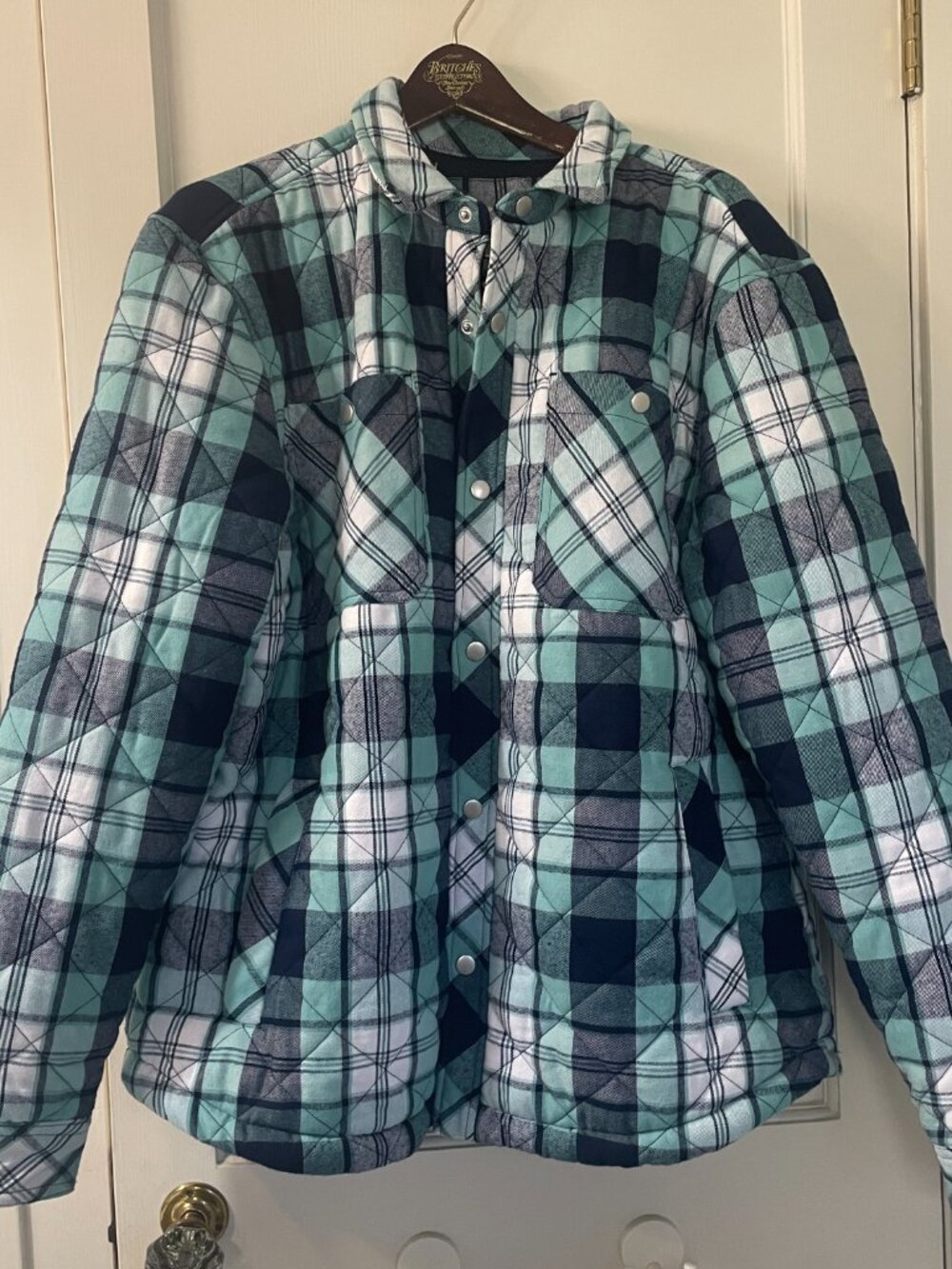 Ocean Coast Plaid Jacket Size Large Blue and Green - Picture 3 of 9